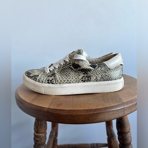 Sam Edelman Sneakers Womens Size 6 Snake Print Casual LaceUp Runners Black Cream - Picture 5 of 8